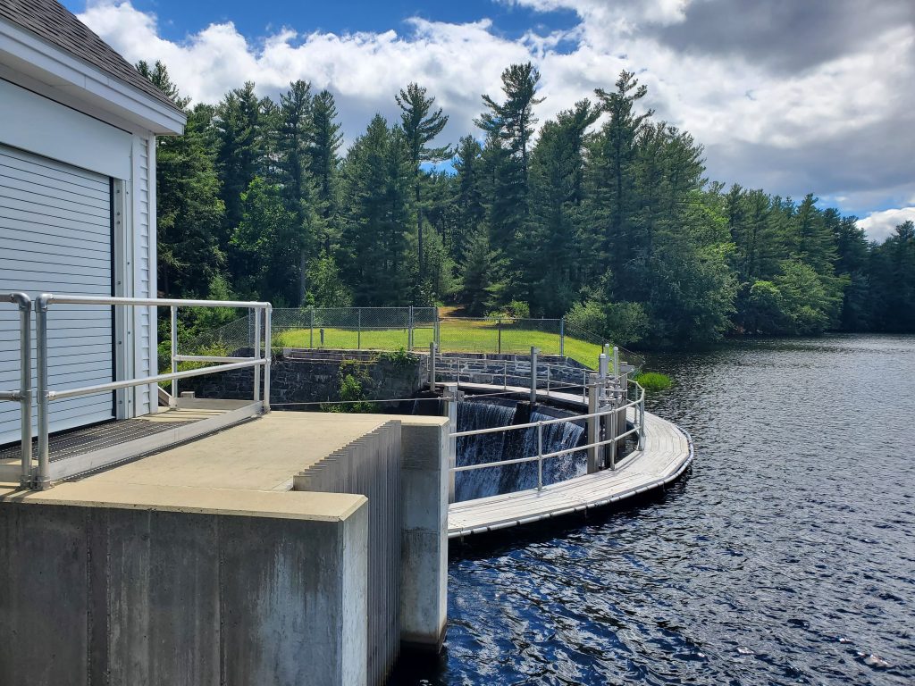 Photo of the Harris Pond Spillway.