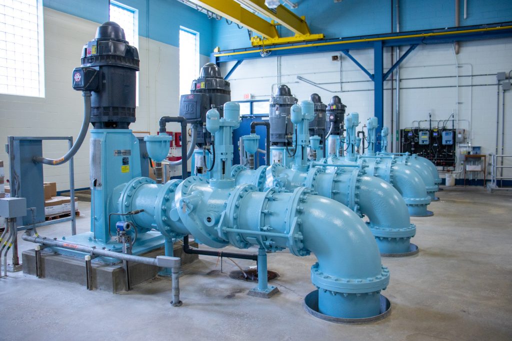 Photo of pumps inside Water Treatment Plant.