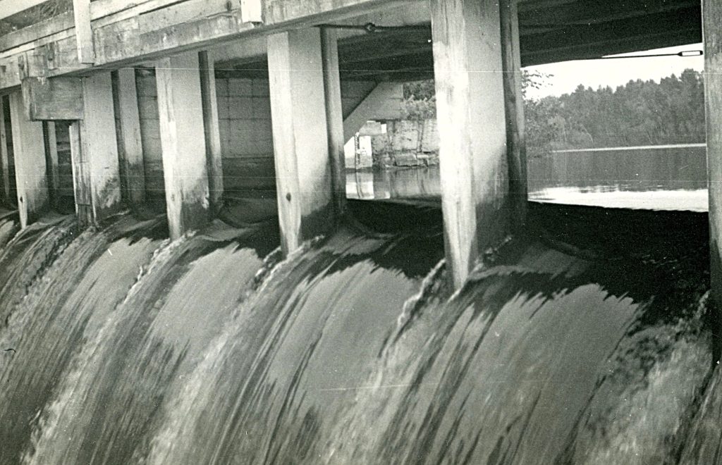 Photo of the Bowers Dam Spillway after reconstruction in 1990.