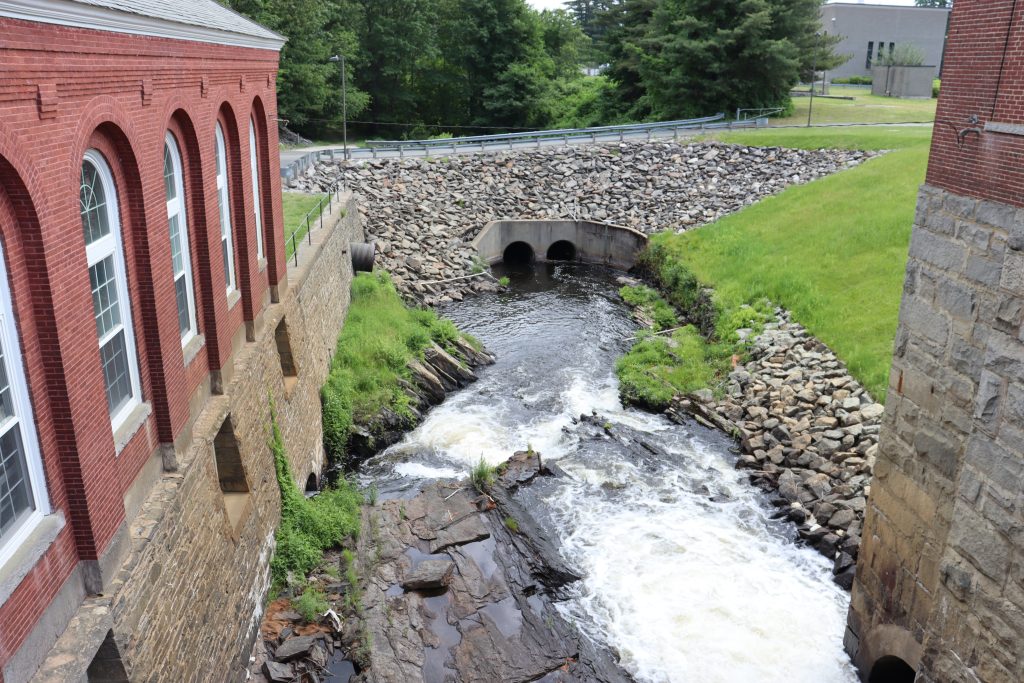 Photo looking down on Supply Pond Spillway.